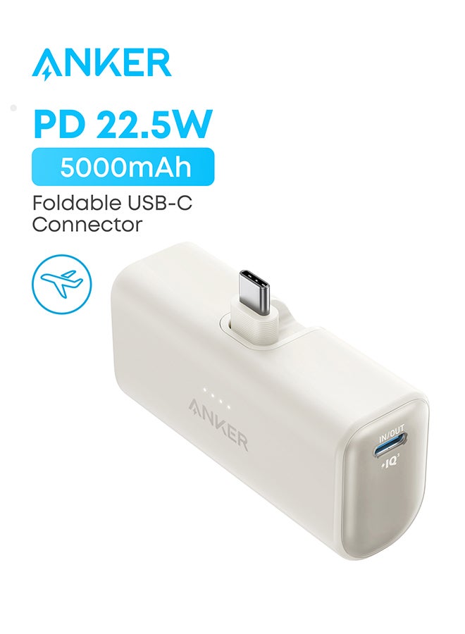 Nano Power Bank, Mini Portable Charger with Built-In Foldable USB-C Connector, 5,000mAh Battery Pack 22.5W, For iPhone 16/15 Series, Samsung, Huawei, iPad, AirPods, Xiaomi, Vivo, Oppo and More